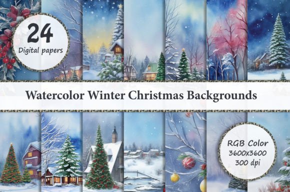 Download Watercolor Winter Christmas Backgrounds - Christmas Collection