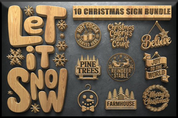 Download Festive Christmas Sign SVG Bundle - Christmas Collection