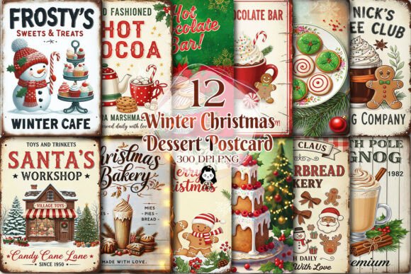 Download Winter Christmas Dessert Postcard Bundle - Christmas Collection