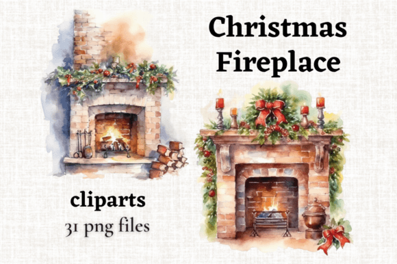 Download Cozy Christmas Fireplace Illustration - Christmas Collection