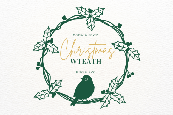 Download Hand Drawn Christmas Wreath SVG &amp; PNG - Christmas Collection