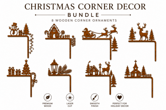 Download Christmas Door Corner SVG Laser Cut Set - Christmas Collection
