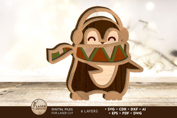 Download PENGUIN CHRISTMAS Cut Files, Multilayer - Christmas Collection