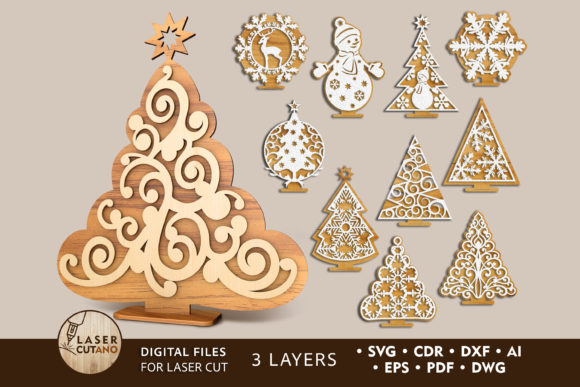 Download Bundle Christmas Trees Laser Cut Files - Christmas Collection