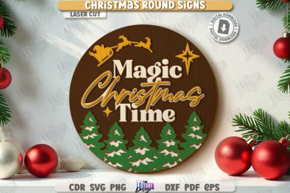 Download Christmas Round Sign Laser Cut | Winter - Christmas Collection