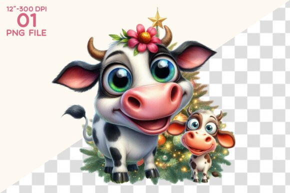 Download Watercolor Funny Christmas Cow Clipart - Christmas Collection