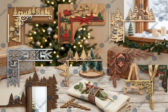 Download Laser Cut Christmas Door Corner SVG Bund - Christmas Collection
