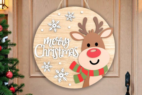Download Christmas Reindeer Door Sign Laser Cut - Christmas Collection