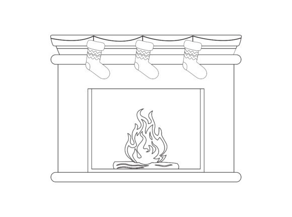 Download Christmas Fireplace Outline Icon Vector - Christmas Collection
