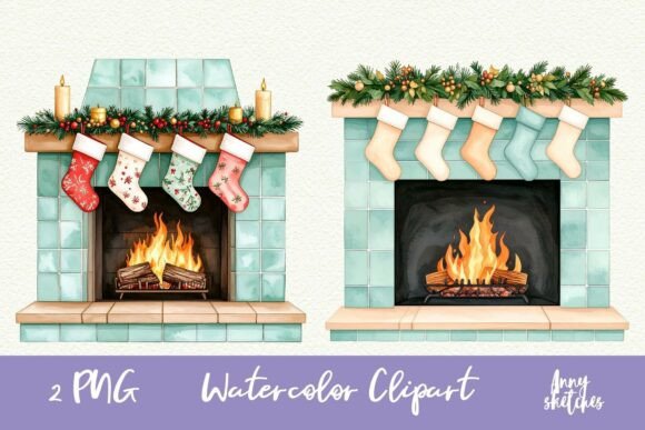 Download Vintage Christmas Fireplace Clipart - Christmas Collection