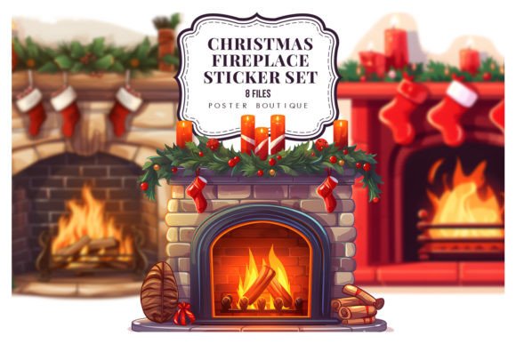 Download Christmas Fireplace Clipart Set - Christmas Collection