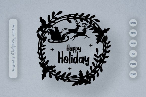 Download Happy Holiday Christmas Wreath SVG - Christmas Collection