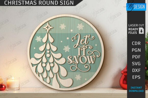 Download Christmas Round Sign Laser Cut | Winter - Christmas Collection